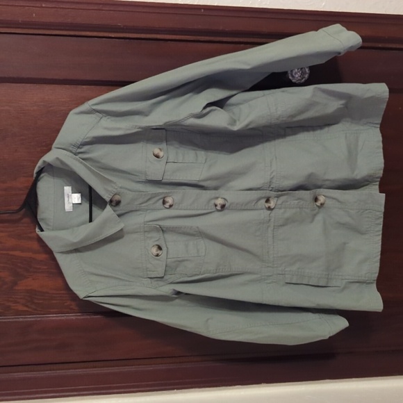 CJ Banks Green Button Down Shirt Jacket Shacket Size 3X - Picture 1 of 8